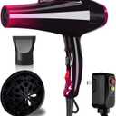 Mannice Hair Dryer, 3500 Watt Professional Salon Ionic Blow Dryer with AC Motor, 3 Heat Settings, 2 Speeds, Cool Shot Button, Tourmaline Ceramic, Concentrator & Diffuser Attachments, Purple, 110V