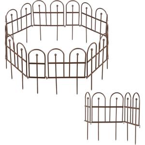 Evergreen Iron Garden Fence Edging 10" Tall Above Ground, 7.5 feet Long for Flower Bed, Yards, Lawn | Decorative Edging | Rustproof Gunmetal Finish | Decorative Fencing