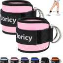 Ankle Strap for Cable Exercise Machines, Work Out Cuff Attachment Ankle Resistance Bands, Cable Kick Back Straps for Gym, Glute Workouts, Kickbacks, Leg Extensions, Hip Abductors, Booty Workouts (Pair, pink)