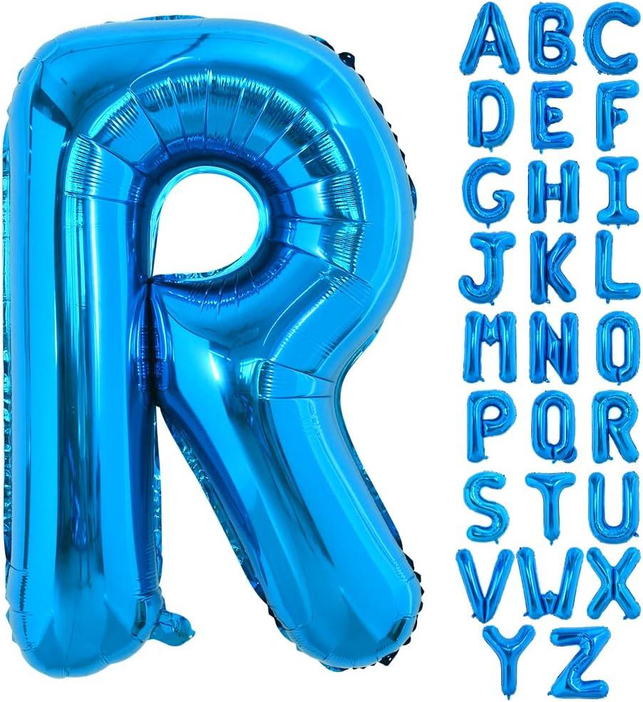 TONIFUL 40 Inch Large Blue Letter R Balloons Giant Foil Mylar Alphabet Letter Balloons for Birthday Party Anniversary New Year Graduation Supplies Decorations