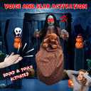 Scary Halloween Decorations Outdoor Hanging Swinging Doll Girl with Sound & Slap Activated, Light Up Eyes Creepy Sound Expressions, Large Scary Halloween Decor Props for Indoor Outside