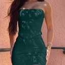 ANRABESS Women 2 Piece Skirt Sets Summer Strapless Crop Top Matching Bodycon Sexy Going Out Mini Club Dress Outfit Clothes (Green)