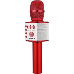 BONAOK Wireless Bluetooth Karaoke Microphone,3-in-1 Portable Handheld Mic Speaker Machine Birthday Home Party for PC or All Smartphone(Q37 Red)