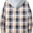 5 Pack Men's Flannel Shirt Plaid Hoodie Fall Casual Button Down Shirt Jackets Long Sleeve Stylish Hooded with Pocket (L)