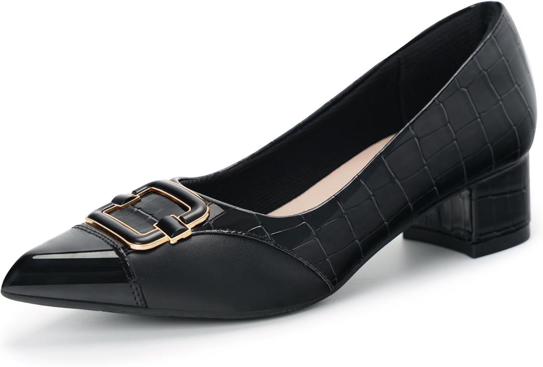 Women Bunion Dress Shoes Orthopedic Loafers Shoes Low Heel Pumps (9, Black)