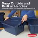 Rubbermaid Roughneck Tote 3 Gal, 6 Pack, Made in USA, Dark Indigo Metallic, Rugged Plastic Stackable Storage Bins with Lids and Handles