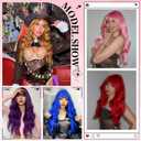 NOSTALGIA Vibrant Red Long Wavy Wigs with Bangs for Women, Premium Skin-Friendly Synthetic Hair, Bright Red Cosplay Party Wig for Halloween, Christmas & Daily Wear