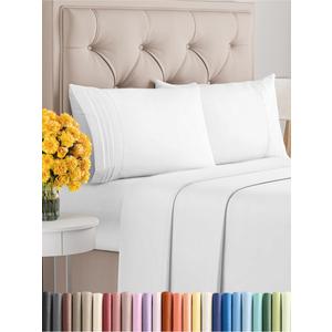 Cal King Size 4 Piece Sheet Set - Extra Soft, Breathable and Cooling Sheets - Hotel Luxury Bed Sheets for Women & Men - Deep Pockets, Easy-Fit & Wrinkle-Free Sheets - Bright White Oeko-Tex Bed Sheets