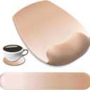AKIT Ergonomic Mouse Pad with Wrist Rest& Keyboard Wrist Rest, Wrist Rest for Computer Keyboard, Pain Relief, Non-Slip Rubber Base, Mousepad Wrist Support for Gaming, Office, Gradient Brown