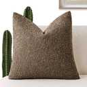 Foindtower Decorative Textured Boucle Throw Pillow Covers Accent Solid Pillow Cases Neutral Soft Cozy Couch Cushion Case for Chair Sofa Bedroom Living Room Home Decor 24x24 Inch, 1PC, Light Brown