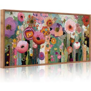 CHDITB Boho Abstract Wall Art, Bright Colorful Botanical Floral Home Decor, 40"L x 20"W