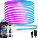 segrass 50ft RGB LED neon Rope Lights LED neon Strip Lights with Remote Control/APP Control IP65 24V Waterproof Flexible Neon LED Strip Lights,Led Lights for Bedroom Room Outdoors Dcor