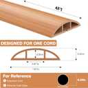 CrocSee 4ft Self-Adhesive Floor Cord Cover for Wires, Low Profile Cord Hider Cable Management, Trimmable PVC Cord Protector - Cord Cavity = 0.47" (W) x 0.29" (H) - Wood Brown