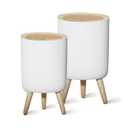 Bathroom Trash Can with Lid 2 Pack, 1.8 Gal / 3.17 Gal Samll Waste Basket
Todaygo Trash bin, Dog Droof, Wood Grain Lid and Legs, Plastic, White, for Bathroom, Bedroom, Living Room, Office, RV, Dorm