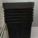 Rubbermaid 18 GAL 6 Pack Garage Storage Bins with Stackable Lid, Heavy Duty - Made in USA - Extreme Temperature Resistant, Durable Plastic Containers with Handles - Solid Black and Grey