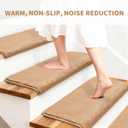 Ultra Plush Bullnose Carpet Stair Treads for Wooden Steps 9.5" x 32" | 14 Pcs Soft Stair Runner Rugs Indoor with Rounded Edge Protection, Residue-Free Non Slip Backing for Family, Pets, Khaki