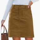 Luvamia Corduroy Skirts for Women High Waisted Trendy Fall Elastic Waist Casual Stretchy Short Skirts with Patch Pockets M