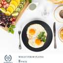 2 x Homienly Dinner Plates Set of 8 Unbreakable Wheat Straw Plates with Textured Design - Microwave & Dishwasher Safe - Perfect for Camping, Kitchen Use - Black, 9 inch