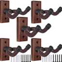 Wooden Guitar Wall Hanger - Pack of 5 Guitar Wall Mount for Safe Storage and Display Sturdy Wall Hanger for Guitars