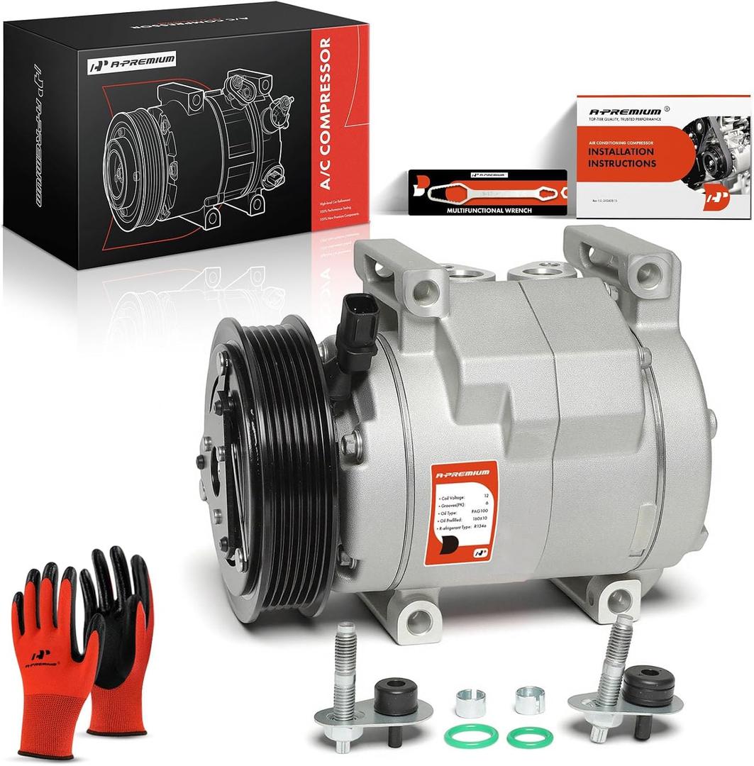 A-Premium Air Conditioner AC Compressor with Clutch Compatible with Dodge Durango 3.6L 2012-2015, with Rear A/C Only