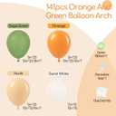 141pcs Little Cutie Orange and White Balloon Arch Garland Kit with Sage Green Orange Nude Sand White Balloons for Birthday Party Little Cutie Baby Shower Decorations