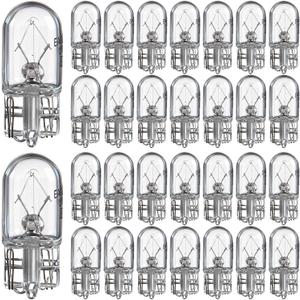 Honoson 30 Pieces 1/4 Wedge Base 12V 5W Bulb Clear Krypton Light Bulb for Landscape, RV and Cabinet Lighting