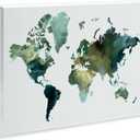 Stupell Industries Green Toned World Map Wall Plaque Art, Design by Grace Popp, 19 x 13