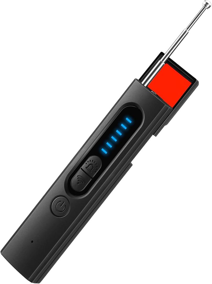 Hidden Camera Detectors, Listening Device Detector, GPS Tracker Detector, Anti-Spy Detector, Bug Detector Electronic Sweeper, RF Signal Detector, 5 Levels Sensitivity 4 Modes, 30H Working Time Black