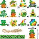 St. Patricks Hanging Ornament St. Patricks Day Decorations 24 Pcs Clover Horseshoe Tree Ornaments for Spring Lucky Irish Day