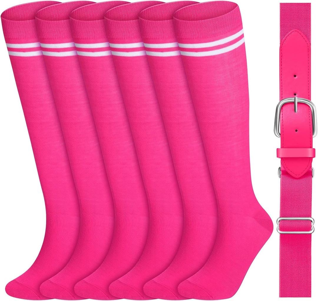 Ramede Youth Baseball Softball Socks and Adjustable Belt Combo Set for Boys Girls Kids
