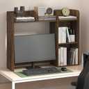 Furinno Classic Desk Shelf, 5-Shelf Desktop Hutch, Book Shelf, 3-Tier Desk Organzier, for Office Supplies, Office Desk Accessories, for Home Office, College, Dorm, Amber Pine, 5 Shelves
