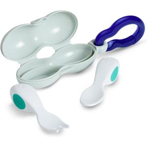 Doddl Baby Spoon and Fork, Cutlery Set for Babies 6+ Months, Learn to Self-Feed. Helps Weaning (Aqua)