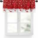 Christmas Window Valance Winter Snowflakes Window Treatment Merry Christmas Ball Ornaments Rod Pocket Curtain Valance,54x18 inch Xmas Snowflake Sparkle Red Kitchen Valance for Bathroom Cafe