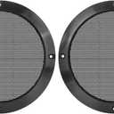 X AUTOHAUX 2pcs 6.5 Inch Metal Glossy Audio Speaker Cover Mesh Subwoofer Grill Horn Guard Decorative Circle Grille Protector Black