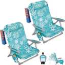 WEJOY Beach Chair for Adults, Reclining Adjustable Position,Lay Flat Lightweight Folding Portable Aluminum Chair with Backpack Straps,Padded headrest, Heavy Duty 400 lbs Lawn Chair for Beach, 2 Pack, Oversized