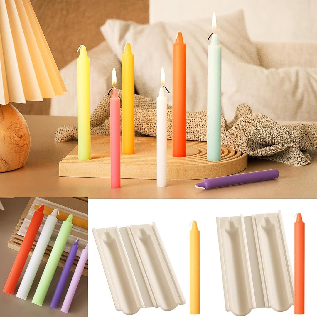 2 Pack Stick Pillar Candle Mold - Resin Casting Molds Resin Making Molds Silicone Mold for Candle