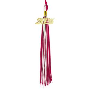 8 x 2025 Graduation Tassels Red/White,Honor Grad Tassels with Gold Year Charm