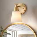 Bathroom Vanity Light, 1-Light Wall Sconce, Matte Black Wall Sconce with Milk Glass