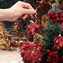 Syhood 12 Pcs Christmas Ball Ornaments Glitter Pinecone Balls Xmas Tree Decoration Hanging Pinecone Ornaments Rustic Pine Cones for Xmas Winter Party Holiday Wedding Home Decorations(Red)