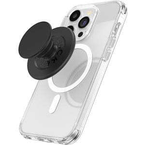 PopSockets Round Phone Grip Compatible with MagSafe, Adapter Ring Included, Phone Holder, Wireless Charging Compatible - Black