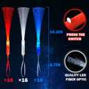 Fourth of July Light Up Fiber Optic Wand Accessories for Kids-12 Pack,4th of July Red White Blue Glow Sticks Party Favors for Toddler,Patriotic Sparklers Fireworks Birthday Game Activities Decorations