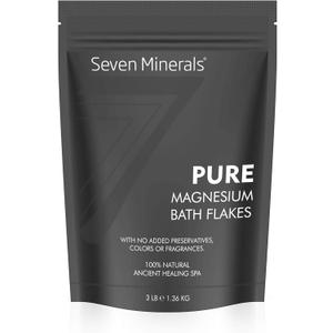 Seven Minerals Pure Magnesium Chloride Flakes 3 lb - Absorbs Better Than Epsom Salt - All Natural Unscented Foot Soak (15 uses) or Full Body Bath (8 uses) for Relaxation, Muscle Pain and More!, Expiry: 07/01/26