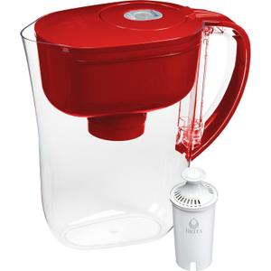 Brita Metro Water Filter Pitcher with SmartLight Change Indicator, BPA-Free, Replaces 1,800 Plastic Water Bottles a Year, Lasts Two Months, Includes 1 Filter, Small - 6-Cup Capacity, Fiery Red