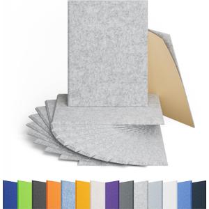 12 Pack Acoustic Panels Self Adhesive Sound Proof Foam, High Density Sound Acoustic Panel, 16X12X0.4 Inch 4:3 Rectangle Panels in Home, Office, Reccording Room, Studio,more(Silver Gray)