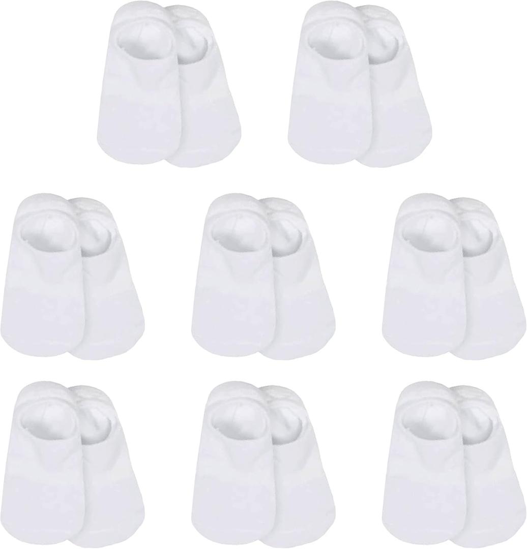 Gerber unisex-baby 8-pack Wiggle-proof No Show Socks (2-3T, White)