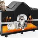 Heated Outdoor Cat House for Winter, All-Weather Waterproof Outdoor Cat Shelter with Adjustable Heated Pad & Elevated Base, Easy Setup, Mesh-Embedded Polyester for Stray & Feral Cats (24"x13"x17")