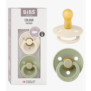 Bibs Colour Pacifier 2-Pack | BPA Free Soother, Round Nipple. Natural Rubber Latex