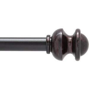 Kenney Kendall Knob Window Curtain Rod, Adjustable 28-48 Inch, Antique Rust Brown