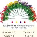 Senjie 12 Bundles Artificial Flowers Bulk for Outdoor Decor, UV Resistant Fake Plastic Flowers, Faux Flowers for Porch Patio Window Boxwood Garden