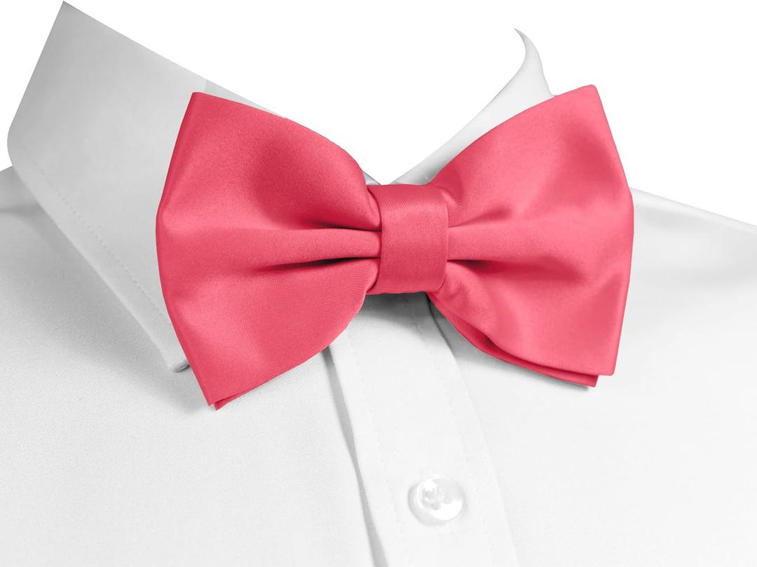 trilece Bow Ties for Men - Men's Solid Pretied Bowties for Formal Wear - Adjustable Bow Tie - Bow ties for Woman (Coral Pink)